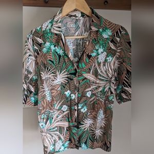 Patterned Button-down Blouse